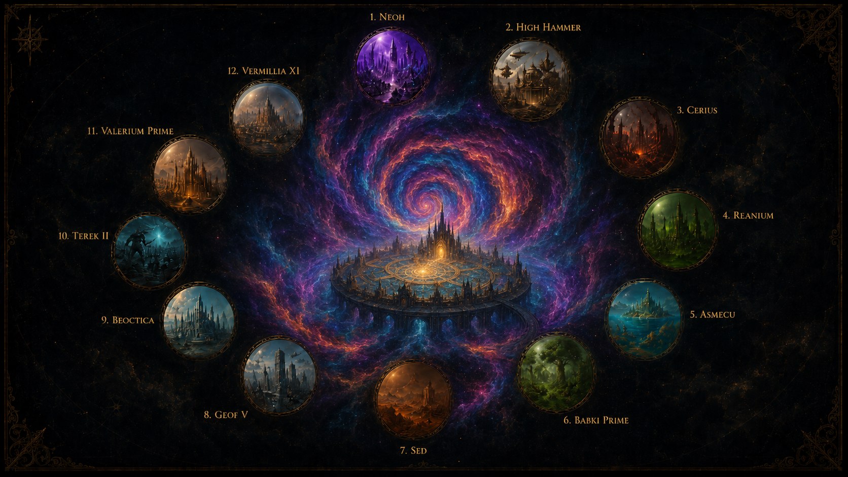 Atlas of the twelve worlds surrounding the Nexus Veil